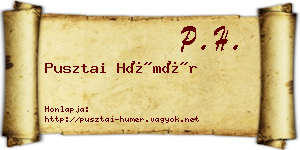 Pusztai Hümér névjegykártya
